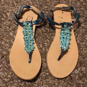 Blue sparkle sandals